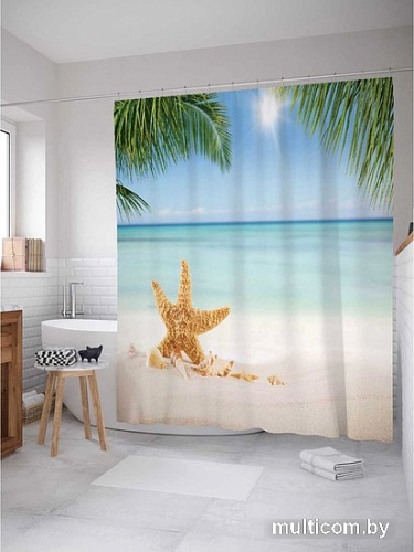 Шторка-занавеска для ванны JoyArty Звезда загорает sc_13818
