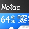 Карта памяти Netac P500 Standard 64GB NT02P500STN-064G-R + адаптер