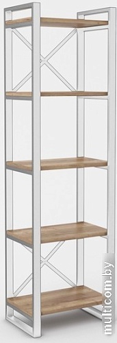 Стеллаж Hype Mebel Стандарт 80x170 (белый/дуб галифакс натуральный)