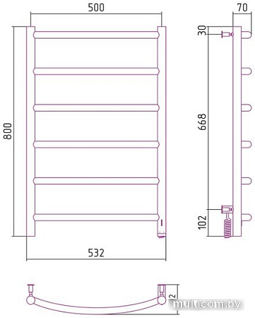 Полотенцесушитель Сунержа Галант 4.0 800х500 МЭМ правый 00-0831-8050