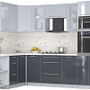 Готовая кухня Интерлиния Мила Пластик 1.68x2.6 LV (туманный глянец/антрацит/бискайская сосна)