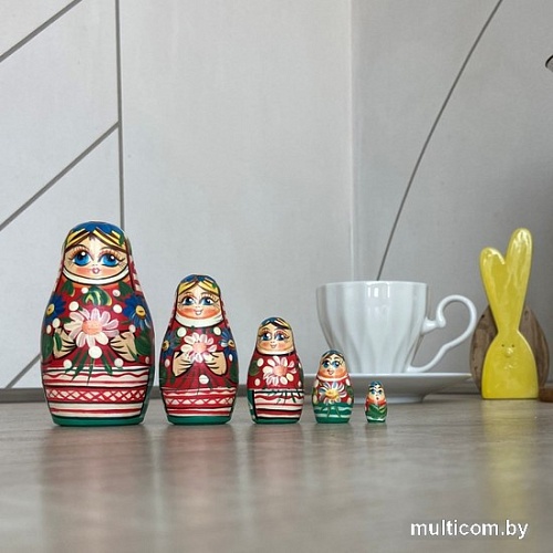 Развивающая игра Брестская Матрешка Девушка с ромашками и васильками в белорусском костюме (набор 5)