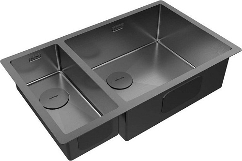 Кухонная мойка Paulmark Next 69/2S Uni PM226944-GMR (черный/вороненая сталь)