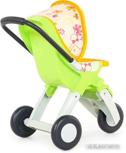 Коляска для кукол Полесье прогулочная 3-х колесная №2 48141 (белый/зеленый/оранжевый)