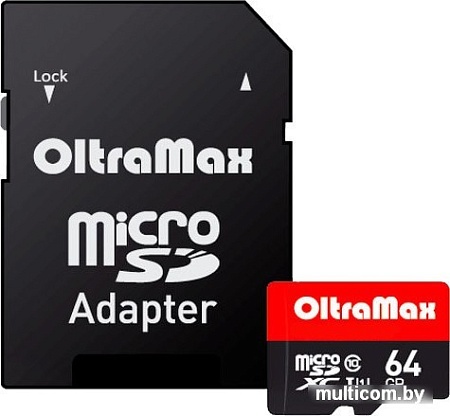 Карта памяти Oltramax Premium OM064GCSDXC10UHS-1-PrU3 microSDXC 64GB (с адаптером)