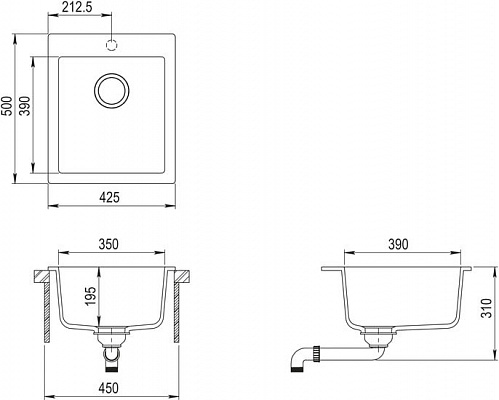 Кухонная мойка Aquasanita Simplex SQS100W (cerrus 120)