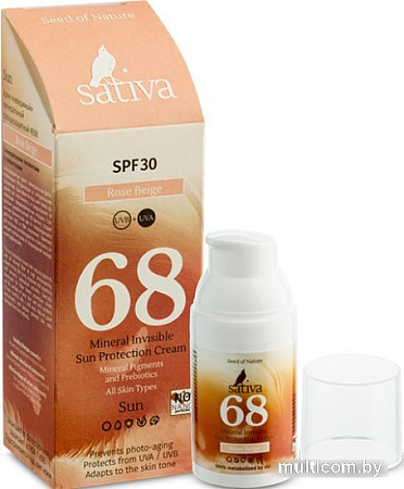Крем солнцезащитный Sativa Солнцезащитный крем №68 (Rose Beige) SPF30 30 мл