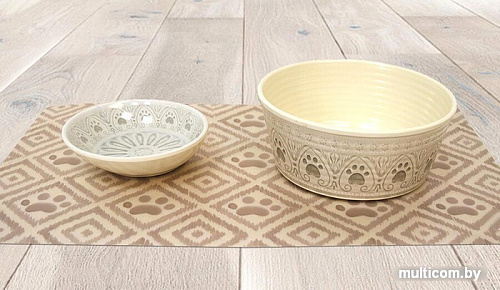 Коврик под миску TarHong Paw Ikat (бежевый с лапками)