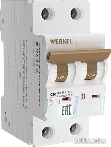 Выключатель автоматический Werkel 2P 10 A C 6 кА W902P106