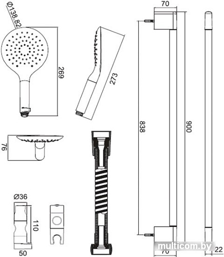 Душевая лейка Bravat Snow P70144CP