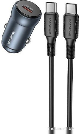Автомобильное зарядное Borofone BZ32 USB Type-C (серый)