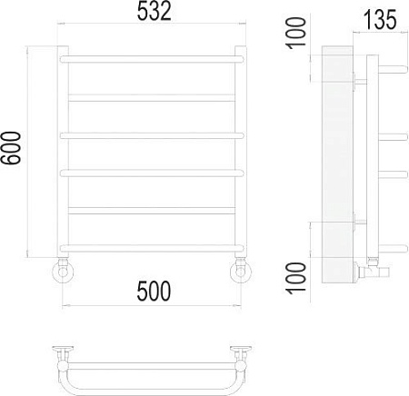 Полотенцесушитель TERMINUS Евромикс П6 500x600 нп