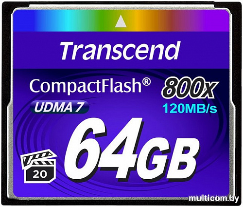 Карта памяти Transcend 800x CompactFlash Premium 64GB (TS64GCF800)