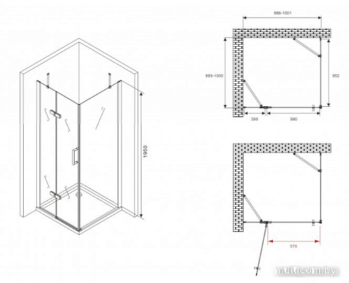 Душевой уголок Abber Zart AG08100-S101