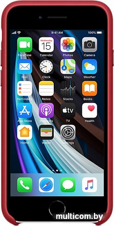 Apple Leather Case для iPhone SE 2020 (красный)