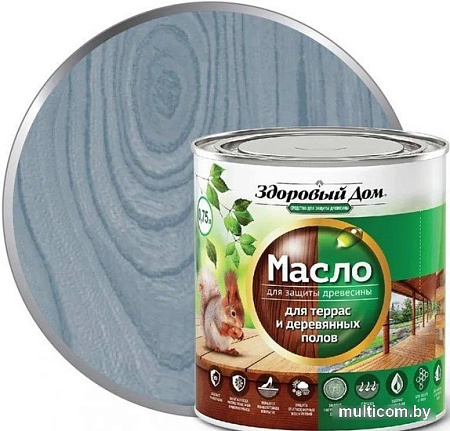 Масло Здоровый дом Для террас и деревянных полов 1.8 л (серо-голубой)