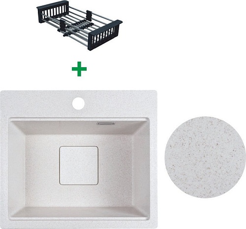 Кухонная мойка Marblan Comfort 48 (бежевый, с сифоном и колландером)