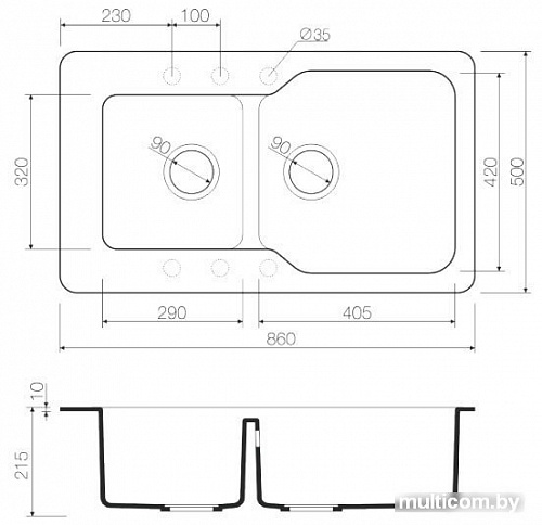 Кухонная мойка Omoikiri Maru 86-2-WH [4993129]