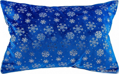 Декоративная подушка Домашняя Мода Новогодний принт (50х35, синий)