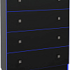Комод МДК Black BL-КМ2С с 4 ящиками 1050x800x418 (черный/кромка синяя)