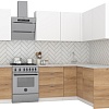 Готовая кухня Интермебель Микс Топ-25 2x1.52м правая (белый премиум-дуб крафт зол-венато)