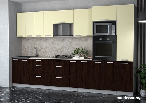 Готовая кухня Интерлиния Мила Лайт 3.6 ВТ (ваниль/дуб венге/малага)