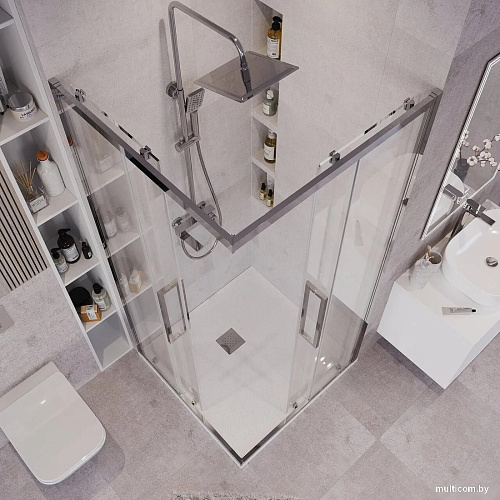 Душевой уголок Grossman Cosmo 90x90x195 300.K33.02.9090.32.00 (золото сатин/прозрачное стекло)