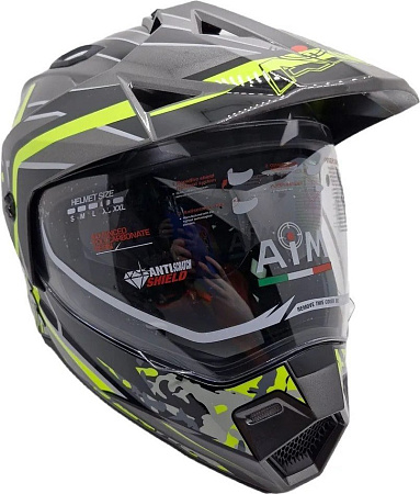 Мотошлем AIM JK802S 802-014-XS (XS, желтый/серый/черный)