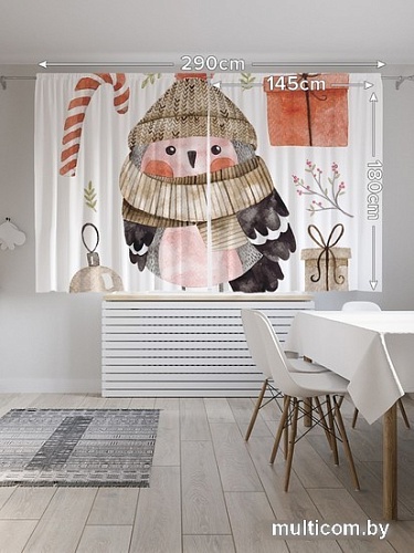 Комплект штор JoyArty Рождественская сова Oxford DeLux 1.45x1.8 м pox_380852 (2 шт)