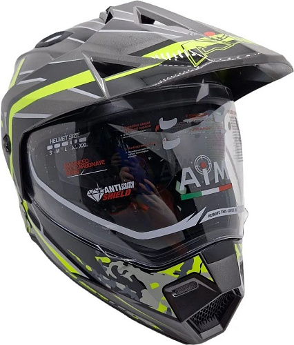Мотошлем AIM JK802S 802-014-XS (XS, желтый/серый/черный)