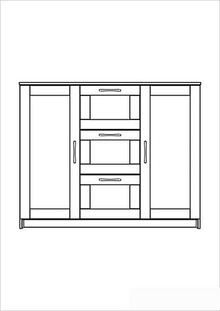 Комод Mio Tesoro Сириус 2 двери и 3 ящика 117x95 2.02.03.340.1 (белый)