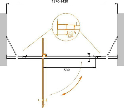 Душевая дверь Cezares MOLVENO-BA-12-80+60-C-Cr-IV