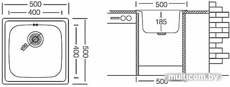 Кухонная мойка Ukinox Гранд GRP500.500-GT8K-C