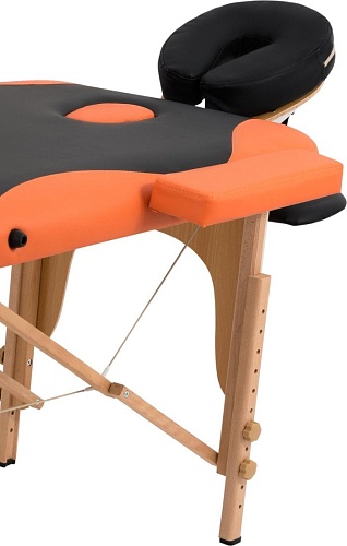 Массажный стол Atlas Sport складной 2-с деревянный 70 см (черно-оранжевый)