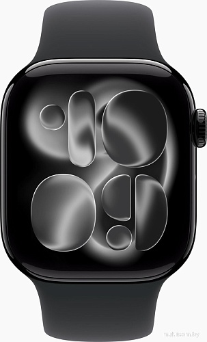 Умные часы Apple Watch Series 11 46 мм (алюминиевый корпус, черный/черный, спортивный силиконовый ремешок S/M)