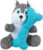 Игрушка для собак Duvo Plus Хаски с косточкой 13437/DV (серый/голубой)