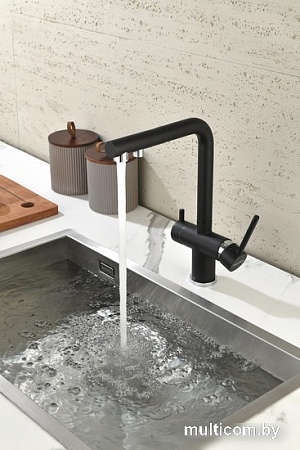 Смеситель Paulmark Serpentine Se213222-GM (черный/вороненая сталь)