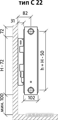 Стальной панельный радиатор Royal Thermo Compact C22-500-1100 (Bianco Traffico)