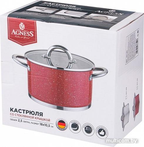 Кастрюля Agness Red Marble 937-321