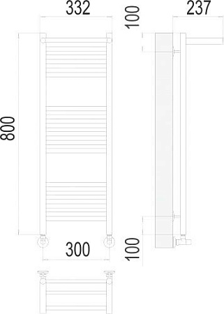 Полотенцесушитель TERMINUS Аврора П16 300x800 с полкой нп