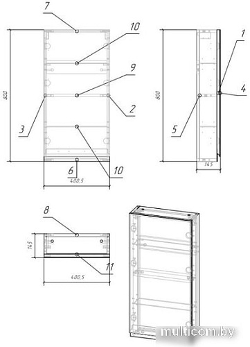Cersanit Шкаф с зеркалом Moduo 40 LS-MOD40/WH