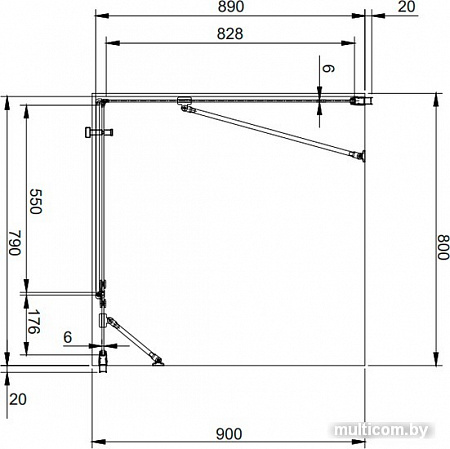 Душевой уголок Omnires Manhattan ADC80X-A+ADR90X
