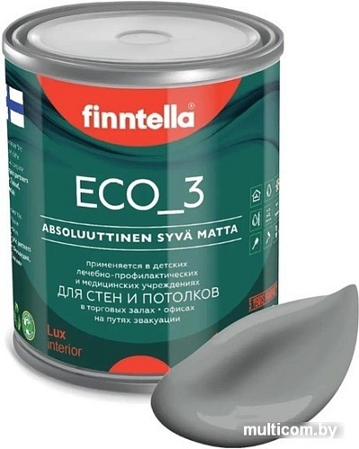 Краска Finntella Eco 3 Wash and Clean Tiina F-08-1-1-LG107 0.9 л (темно-серый)