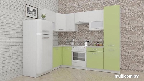 Угловая кухня ВерсоМебель ЭкоЛайт-5 1.2x2.6 правая (белый/нежно-зеленый)