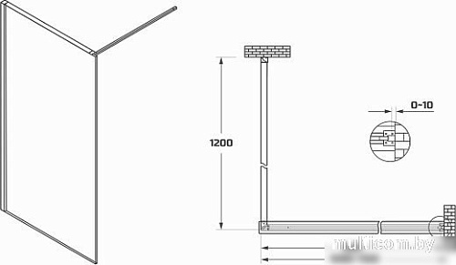 Душевая стенка Maxonor Pure Life PL-SE301AGL-6 (110) (золото матовый)