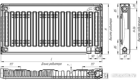 Стальной панельный радиатор Лидея ЛК 11-510 тип 11 500x1000
