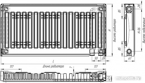 Стальной панельный радиатор Лидея ЛК 11-510 тип 11 500x1000