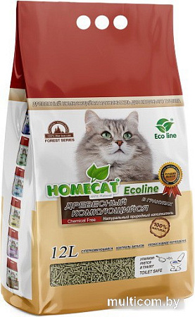 Наполнитель для туалета Homecat Ecoline Древесный в гранулах 83171 (12 л)