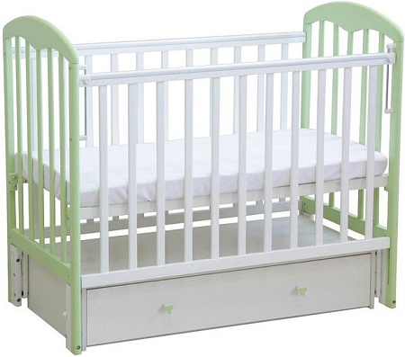 Детская кроватка Фея 328 белый/мята