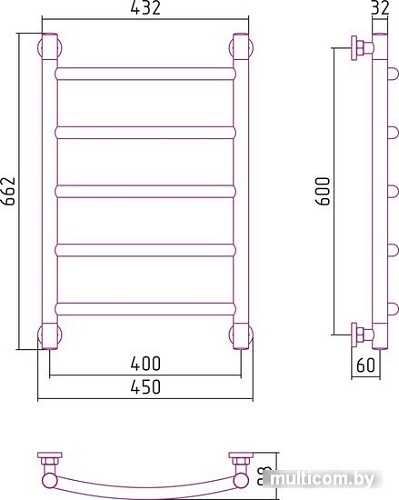 Полотенцесушитель Сунержа Галант+ 600x400 00-0200-6040